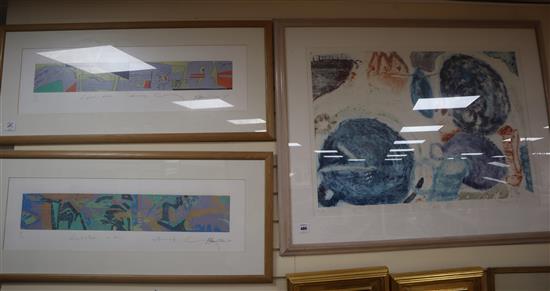 Marco Toro, two limited edition prints, Lobster Chaos and Space Beans, signed in pencil, 7/15, 13/15, 25 x 86cm.